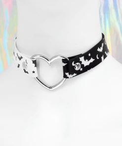 In Control Clothing Split Color Bat Heart Choker Necklace Bestsellers