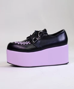 In Control Clothing Bestsellers Pastel Goth Black And Lilac Platform Shoes