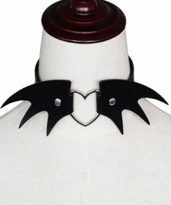 In Control Clothing Bat Wing Goth Heart Pendant Choker Necklace