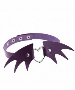 In Control Clothing Bat Wing Goth Heart Pendant Choker Necklace