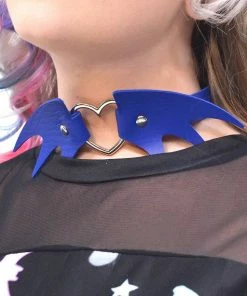 In Control Clothing Bat Wing Goth Heart Pendant Choker Necklace