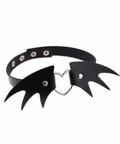 In Control Clothing Bat Wing Goth Heart Pendant Choker Necklace