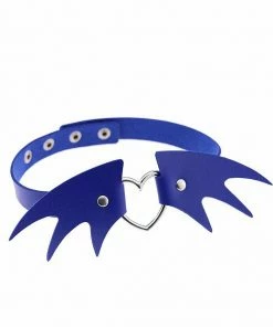 In Control Clothing Bat Wing Goth Heart Pendant Choker Necklace