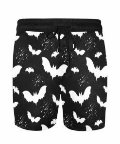 E-joyer Black Bat Pattern Mens Mid Length Swim Trunks