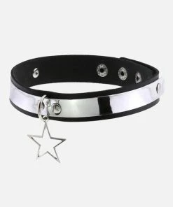 In Control Clothing Black Cyber Star Pendant Choker Necklace Accessories