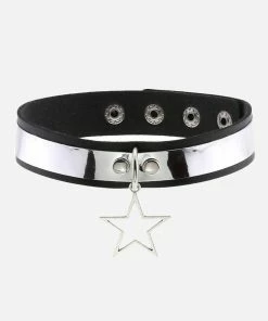 In Control Clothing Black Cyber Star Pendant Choker Necklace Accessories