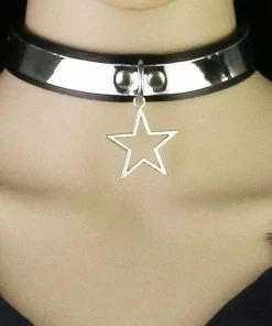 In Control Clothing Black Cyber Star Pendant Choker Necklace Accessories