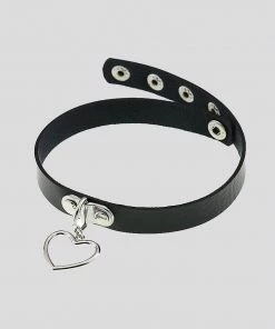 In Control Clothing Black Heart Charm Choker Necklace
