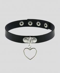 In Control Clothing Black Heart Charm Choker Necklace