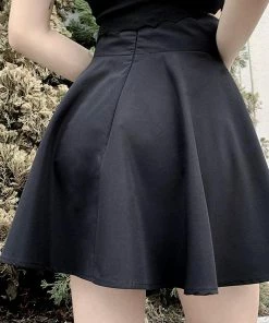 In Control Clothing Bestsellers Black Lace Up Flared Mini Skater Skirt