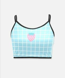In Control Clothing Blue Grid Strawberry Cami Top Bestsellers