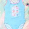In Control Clothing Blue Strawberry Milk Graphic Print One Piece Swimsuit Bestsellers