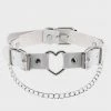 In Control Clothing Bestsellers Bubble Goth Heart Strap Chain Detail Choker Necklace