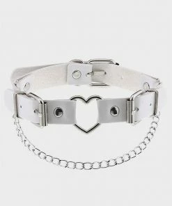 In Control Clothing Bestsellers Bubble Goth Heart Strap Chain Detail Choker Necklace