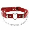 In Control Clothing Cherry Red Heart Strap Chain Detail Choker Necklace