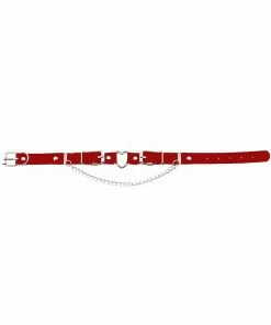 In Control Clothing Cherry Red Heart Strap Chain Detail Choker Necklace