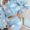 In Control Clothing Bestsellers Cloud Print Collared Sweater And Shorts Set