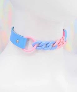 In Control Clothing Color Block Pink & Blue Choker Necklace