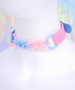 In Control Clothing Color Block Pink & Blue Choker Necklace