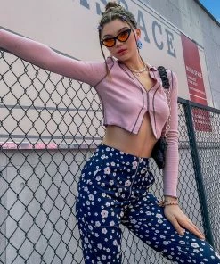 Trendsi Bestsellers Contrast Stitching Exposed Seam Cropped Top