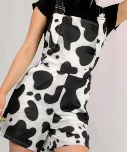 In Control Clothing Cow Print Overalls