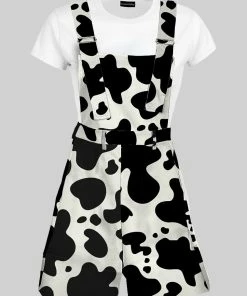 In Control Clothing Cow Print Overalls