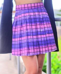 In Control Clothing Galaxy Grid Pleated Skirt