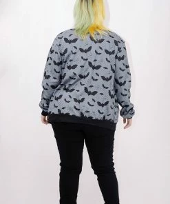 In Control Clothing New In Grey Bat Pattern Cardigan Sweater