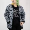 In Control Clothing New In Grey Bat Pattern Cardigan Sweater