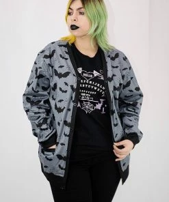 In Control Clothing New In Grey Bat Pattern Cardigan Sweater