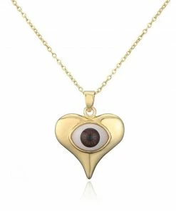 In Control Clothing Heart Shape Evil Eye Pendant Necklace