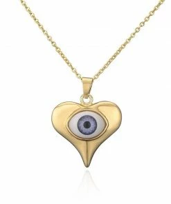 In Control Clothing Heart Shape Evil Eye Pendant Necklace
