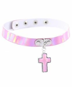 In Control Clothing Holographic Cross Choker Necklace Bestsellers