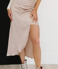 Trendsi HYFVE Glam It Up Ruched Satin Tulip Hem Skirt Bestsellers