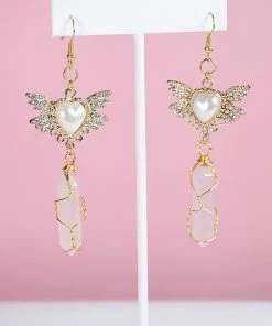In Control Clothing Kawaii Love Rose Quartz Earrings