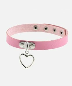 In Control Clothing Kawaii Pastel Aesthetic Pink Heart Charm Choker Necklace Bestsellers