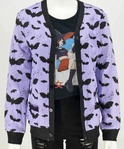 In Control Clothing New In Lilac Bat Pattern Cardigan Sweater