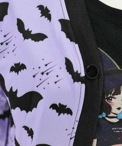 In Control Clothing New In Lilac Bat Pattern Cardigan Sweater