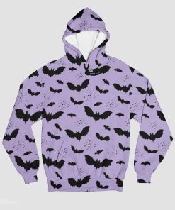 E-joyer Bestsellers Lilac Bat Pattern Hoodie