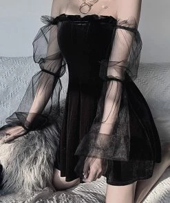 In Control Clothing Lora Off Shoulder Velvet Mini Dress Bestsellers