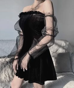 In Control Clothing Lora Off Shoulder Velvet Mini Dress Bestsellers