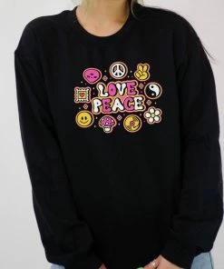 In Control Clothing Love Peace Black Sweatshirt Bestsellers