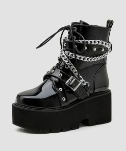 In Control Clothing Bestsellers Mall Goth Chain Strap Boots