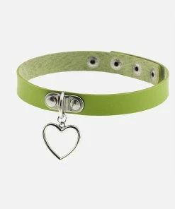 In Control Clothing Mint Green Y2k Style Heart Pendant Choker Necklace
