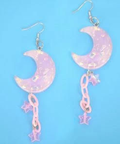 In Control Clothing Pastel Galaxy Moon Earrings