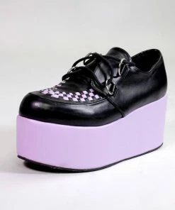 In Control Clothing Bestsellers Pastel Goth Black And Lilac Platform Shoes