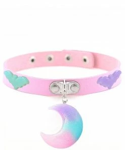 In Control Clothing Pastel Goth Moon Pendant Choker Necklace
