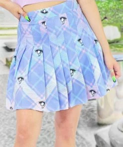 In Control Clothing Pastel Plaid High Waist Pleated Skirt