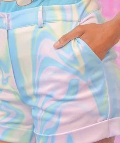 In Control Clothing Pastel Rainbow Swirl Shorts