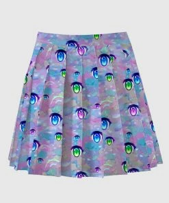 In Control Clothing Plus Anime Eye Pattern Pleated Skirt Bestsellers
